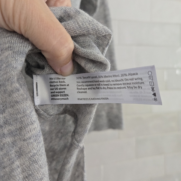 Eileen Fisher Merino Wool Alpaca Tunic Top Sweater Dress Gray Long Sleeve XL - Picture 6 of 9